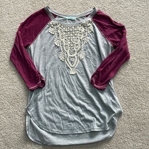 BOGO FREE Cute maroon and lace top